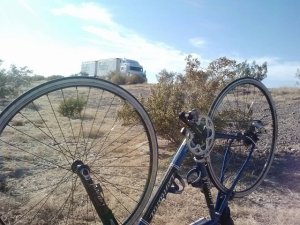 Repairing yet another flat tire on Interstate 10